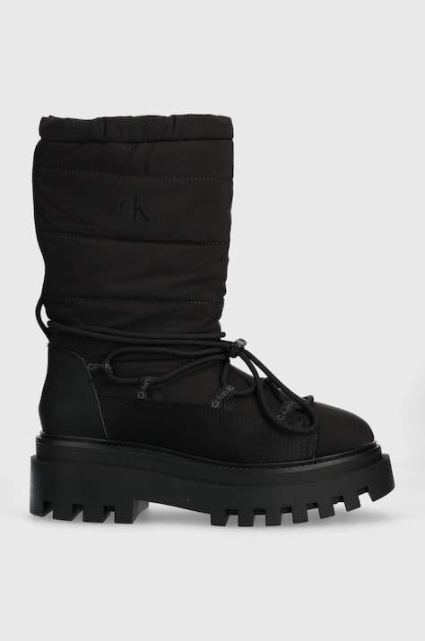 Зимові чоботи Calvin Klein Jeans FLATFORM SNOW BOOT NYLON WN колір чорний YW0YW01146