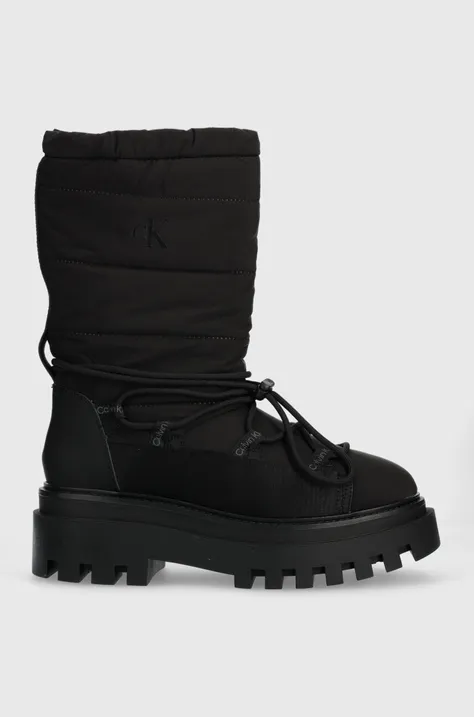 Snežke Calvin Klein Jeans FLATFORM SNOW BOOT NYLON WN črna barva, YW0YW01146