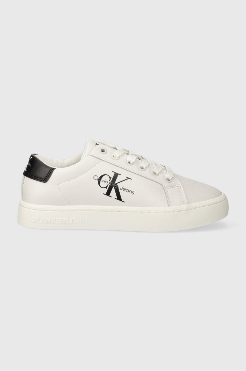 Kožené sneakers boty Calvin Klein Jeans CLASSIC CUPSOLE LACE UP bílá barva, YW0YW01269