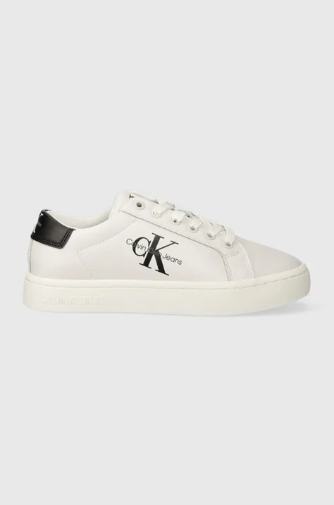 Δερμάτινα αθλητικά παπούτσια Calvin Klein Jeans CLASSIC CUPSOLE LACEUP LTH WN χρώμα: άσπρο, YW0YW01269