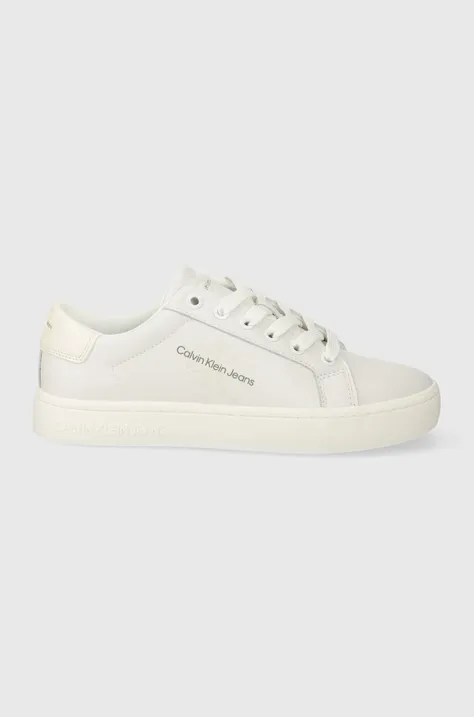 Calvin Klein Jeans sneakers in pelle CLASSIC CUPSOLE LACEUP LTH WN colore bianco YW0YW01269