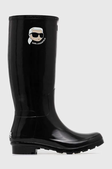 Gumijasti škornji Karl Lagerfeld KALOSH NFT ženski, črna barva, KL47090N