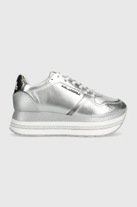 Karl Lagerfeld sneakersy skórzane VELOCITA MAX kolor srebrny KL64921