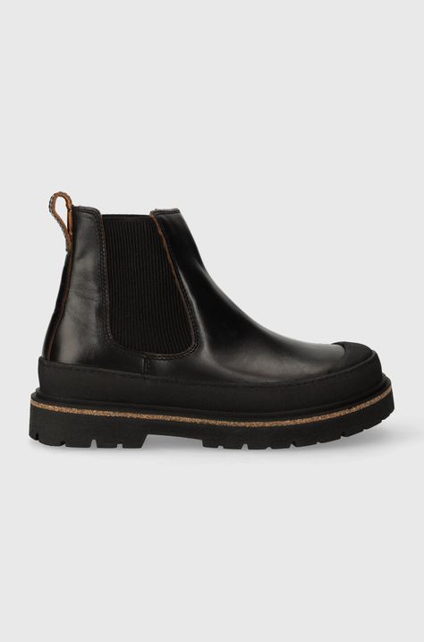 Birkenstock leather ankle boots women's black color