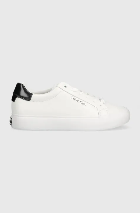 Δερμάτινα αθλητικά παπούτσια Calvin Klein VULC LACE UP χρώμα: άσπρο, HW0HW01681