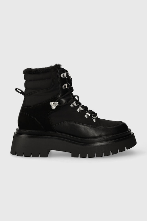 Pepe Jeans workery QUEEN ICE damskie kolor czarny na płaskim obcasie ocieplone PLS50498