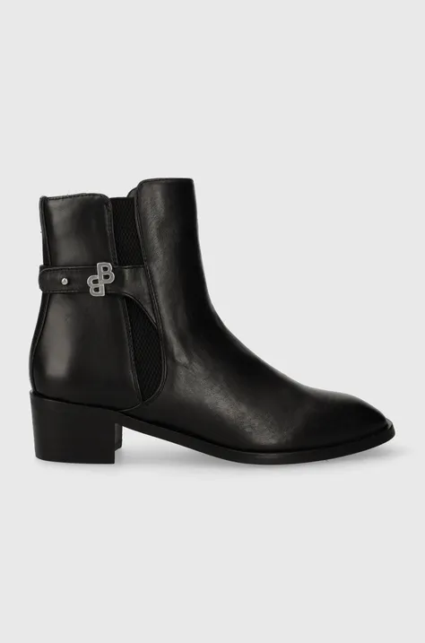 Členkové topánky BOSS Iria dámske, čierna farba, na podpätku, 50504437