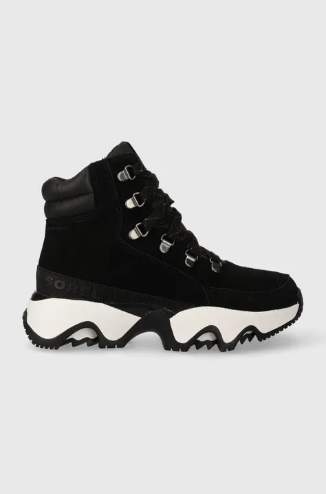 Semišové topánky Sorel KINETIC IMPACT CONQUEST čierna farba, na platforme, 2058691010
