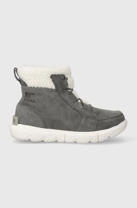 Semišové topánky Sorel EXPLORER NEXT CARNIVAL W šedá farba, na plochom podpätku, zateplené, 2058891052