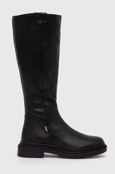 Usnjeni elegantni škornji Levi's SUPER TROOPER ženski, črna barva, 235425.559