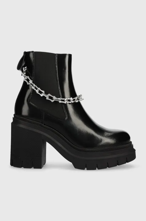 Δερμάτινες μπότες τσέλσι HUGO Kris γυναικείες, χρώμα: μαύρο, 50509836 F350509836