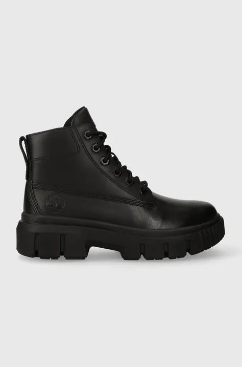 Шкіряні черевики Timberland Greyfield Leather Boot жіночі колір чорний на плоскому ходу TB0A5ZDR0011