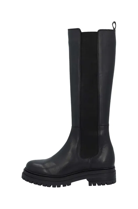 Δερμάτινες μπότες Bianco BIADARLENE γυναικείες, χρώμα: μαύρο, 30.50920