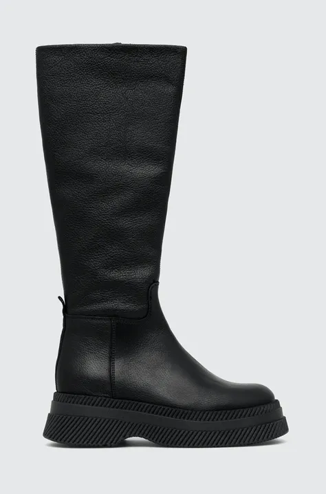 Δερμάτινες μπότες Steve Madden Gylana γυναικείες, χρώμα: μαύρο, SM11002676