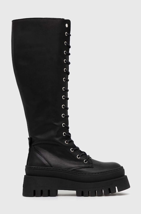 Steve Madden kozaki skórzane Carina damskie kolor czarny na platformie SM11002682