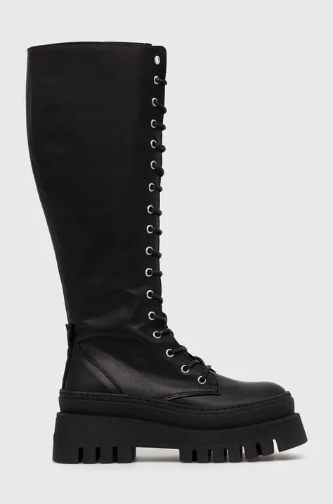 Δερμάτινες μπότες Steve Madden Carina γυναικείες, χρώμα: μαύρο, SM11002682