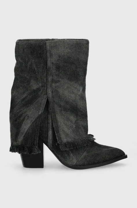 Členkové topánky Steve Madden Lark dámske, čierna farba, na podpätku, SM11002673