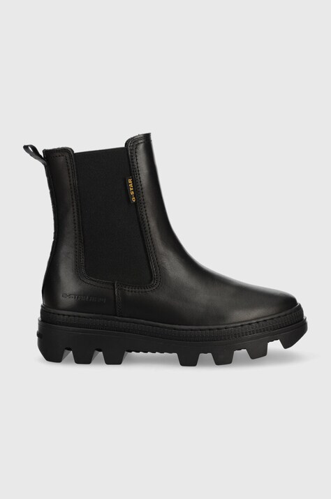 G-Star ghete chelsea de piele NOXER CHS LEA femei, culoarea negru, cu platforma, 2241020720.BLK