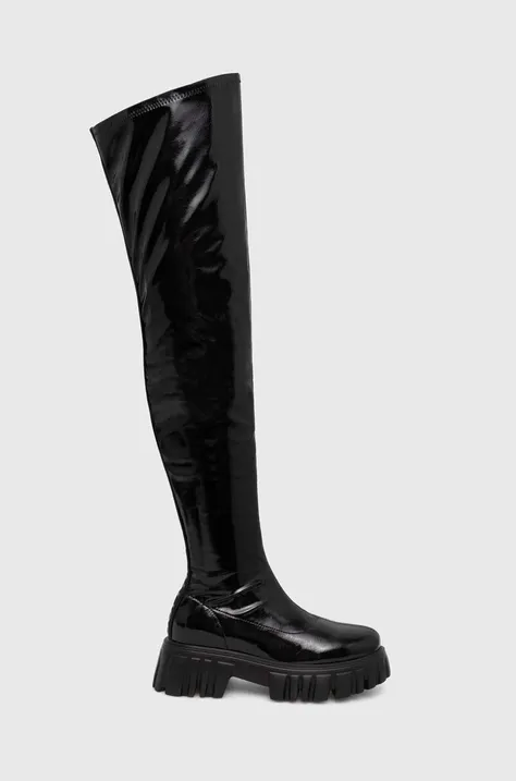 Elegantni škornji Buffalo Lion Overknee ženski, črna barva, 1220020
