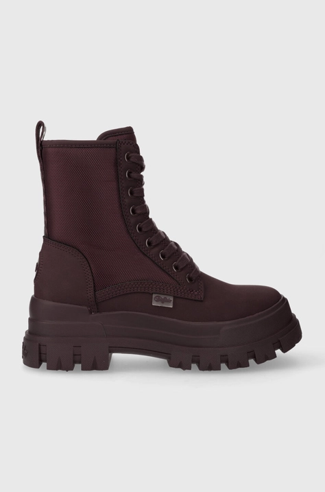 Gležnarji Buffalo Aspha Com2 Laceup Mid ženski, bordo barva, 1622296