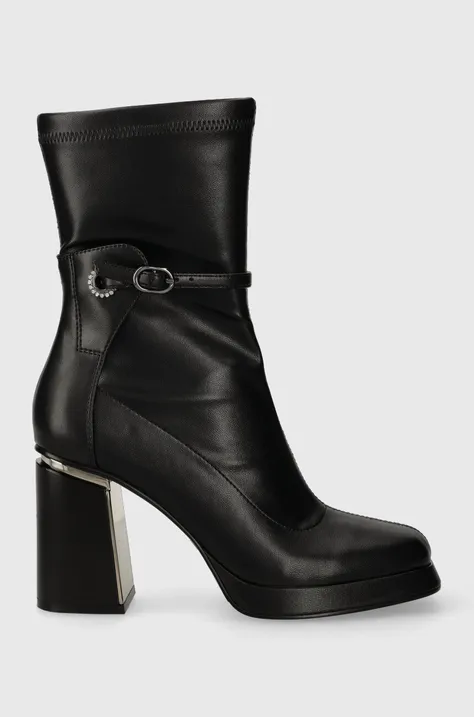 Členkové topánky Liu Jo NANA 03 dámske, čierna farba, na podpätku, SF3159EX21522222
