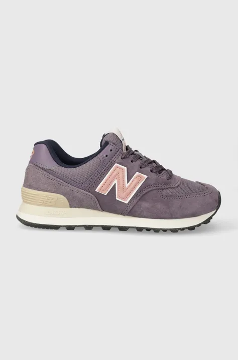 Замшеві кросівки New Balance 574 колір фіолетовий