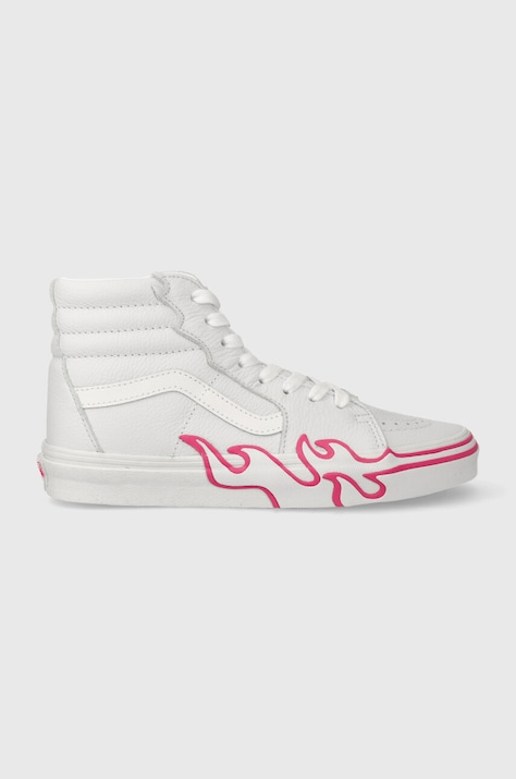 Δερμάτινα ελαφριά παπούτσια Vans SK8-HI Flame χρώμα: άσπρο VN0005UJYU21