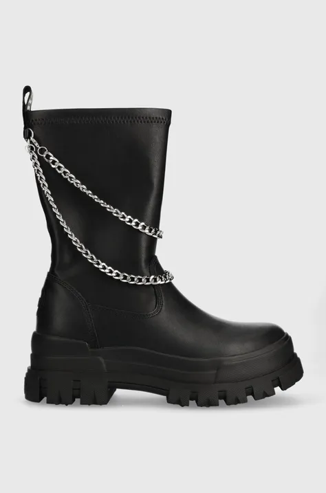 Členkové topánky Buffalo Aspha Sock Chain dámske, čierna farba, na platforme, 1622313