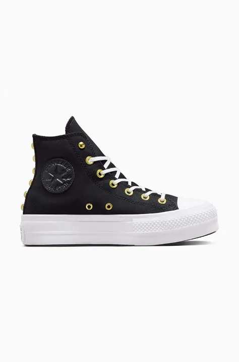 Πάνινα παπούτσια Converse Chuck Taylor All Star Lift χρώμα: μαύρο, A05453C