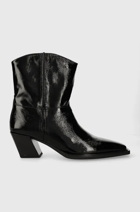Kožené kovbojské topánky Vagabond Shoemakers ALINA dámske, čierna farba, na podpätku, 5421.160.20