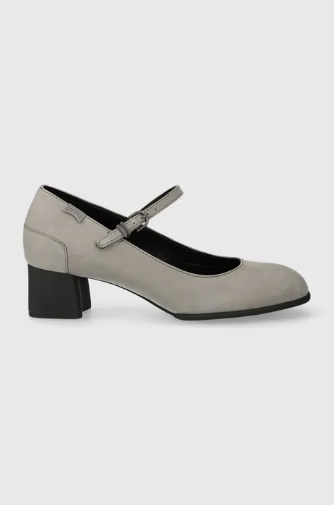 Замшеві туфлі Camper Katie колір сірий каблук блок K200694.013