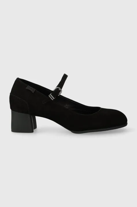Замшеві туфлі Camper Katie колір чорний каблук блок K200694.014