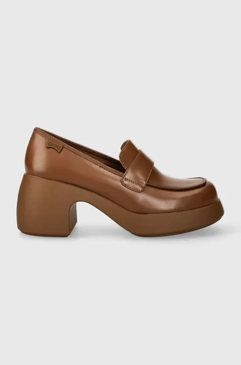 Кожени обувки с дебел ток Camper Thelma в кафяво с дебел ток K201292.011