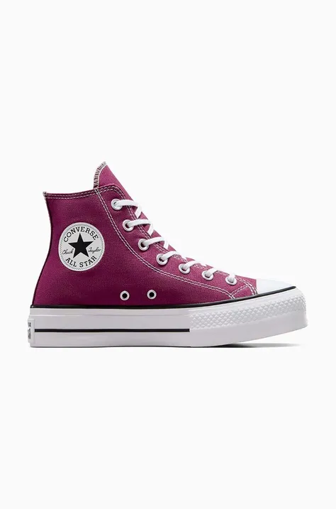 Πάνινα παπούτσια Converse Chuck Taylor All Star Lift χρώμα: μοβ, A05471C