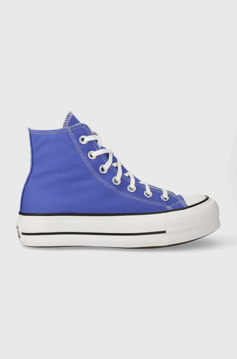 Converse Chuck Taylor All Star Lift Platform Embroidered Crystals women's blue color A05699C