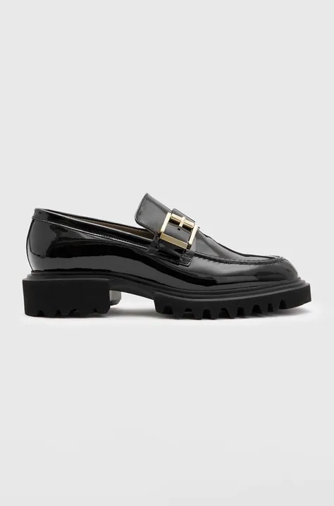 AllSaints mocasini de piele Emily Patent Loafer culoarea negru, cu platforma, WF525Z