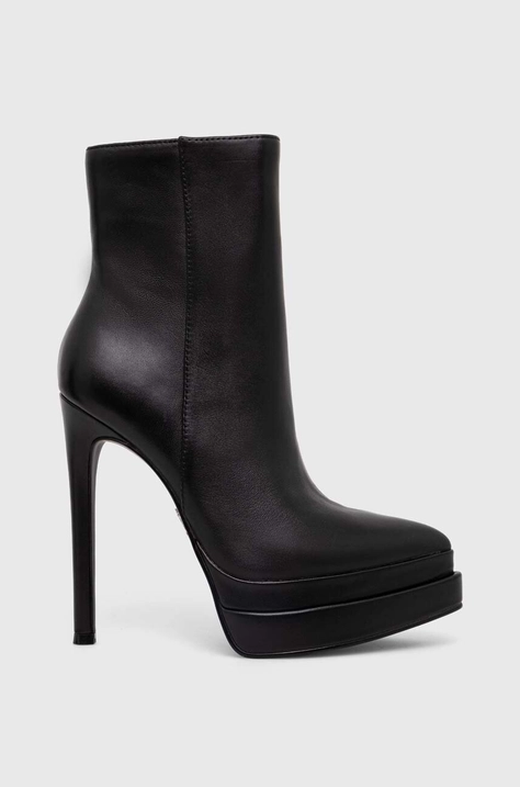 Кожаные полусапожки Steve Madden Fyre женские цвет чёрный на шпильке SM11002406