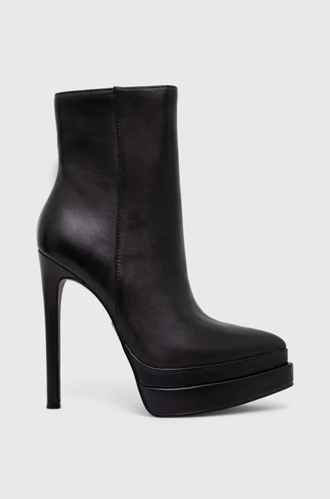 Kožené členkové topánky Steve Madden Fyre dámske, čierna farba, na vysokom podpätku, SM11002406