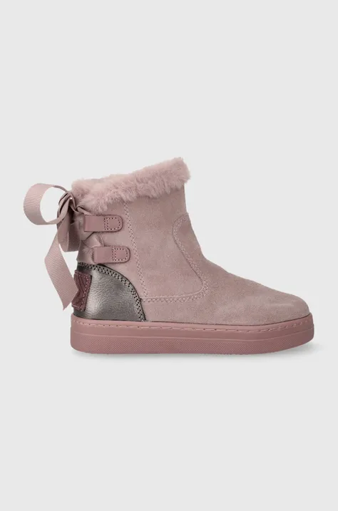 Дитячі замшеві зимові черевики Garvalin колір рожевий
