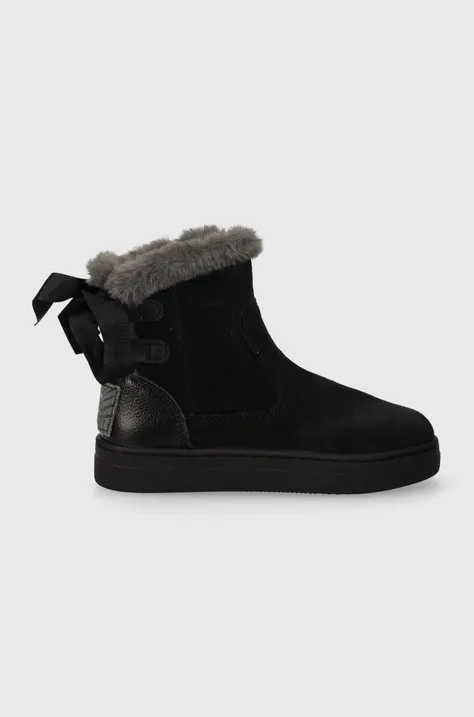 Garvalin cizme de iarna pentru copii din piele intoarsa culoarea negru