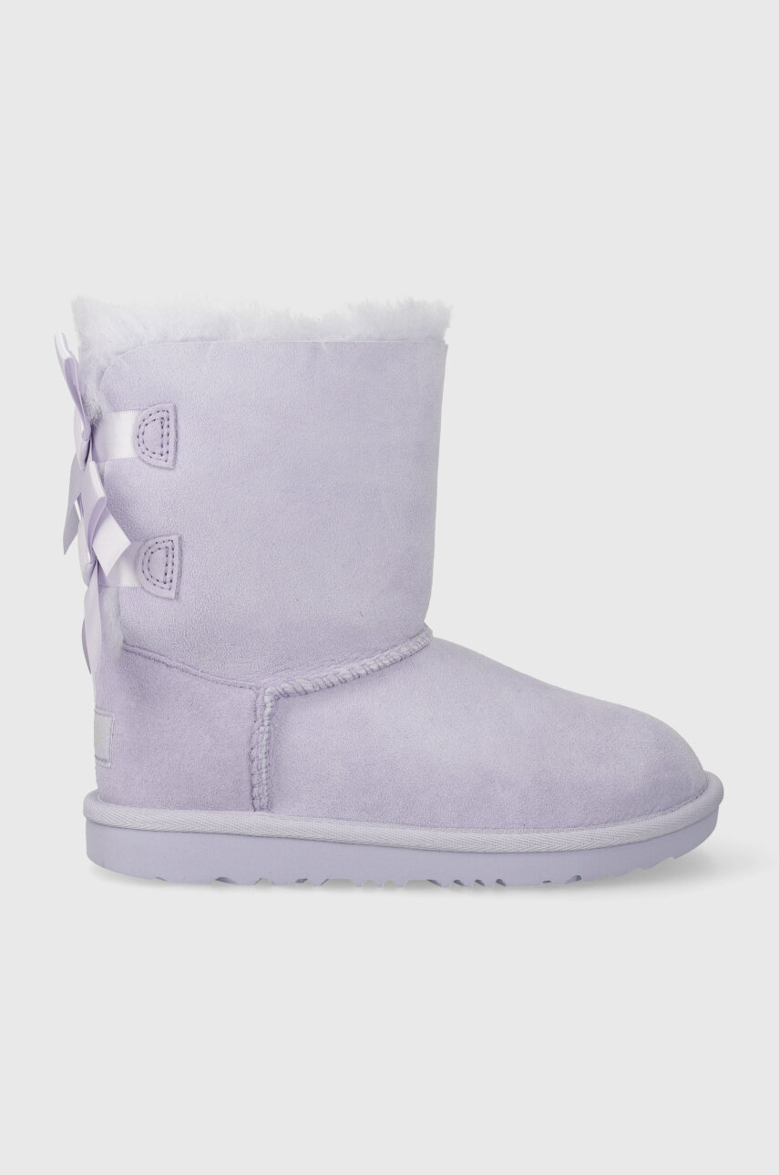UGG śniegowce zamszowe dziecięce K BAILEY BOW II kolor fioletowy