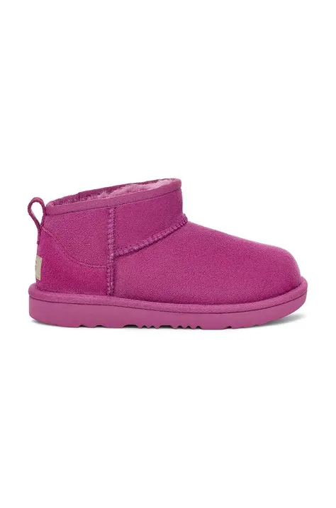 Дитячі замшеві чоботи UGG KIDS CLASSIC ULTRA MINI колір фіолетовий