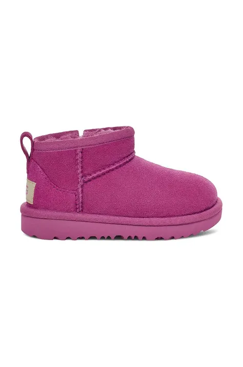 Μπότες χιονιού σουέτ για παιδιά UGG T CLASSIC ULTRA MINI χρώμα: μοβ