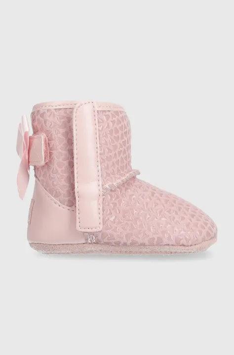 Βρεφικά παπούτσια σουέτ UGG I JESSE BOW II GEL HEARTS χρώμα: ροζ