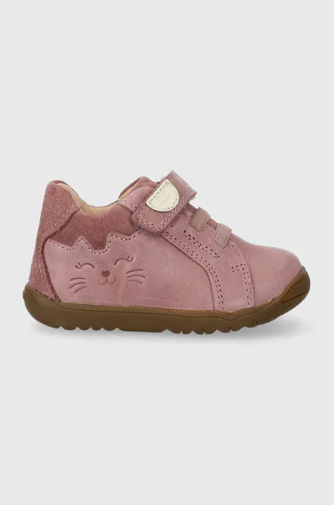 Παιδικά δερμάτινα αθλητικά παπούτσια Geox χρώμα: ροζ