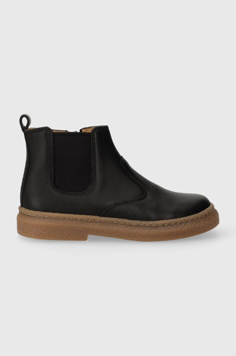 Pom D'api ghete din piele pentru copii TRIX JOD ZIP culoarea negru