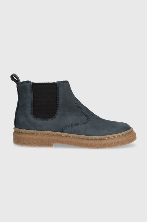 Pom D'api cizme din piele intoarsa TRIX JOD ZIP culoarea albastru marin