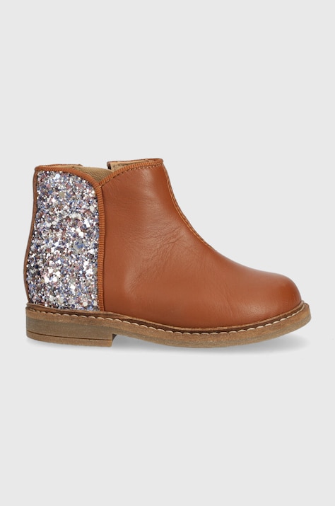 Pom D'api ghete din piele pentru copii RETRO BACK culoarea maro