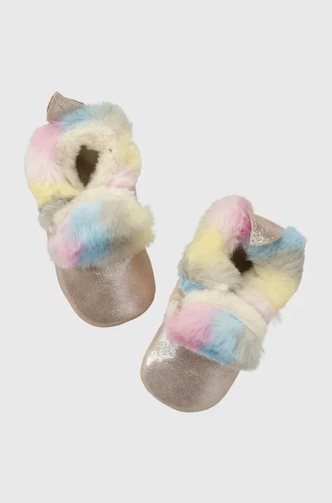 Dětské semišové papuče Shoo Pom růžová barva