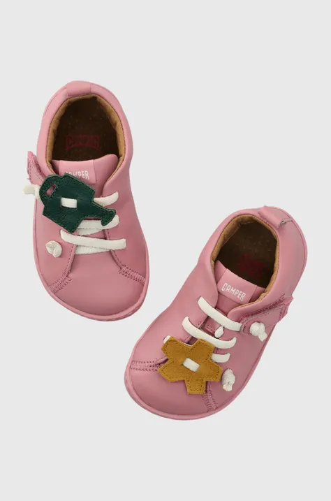 Δερμάτινα παιδικά κλειστά παπούτσια Camper 80153.G χρώμα: ροζ